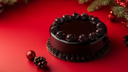 丸い黒いチョコレートケーキ
