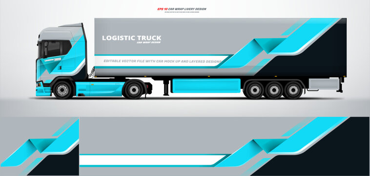 semi truck and trailer wrap livery design. vector file printing below