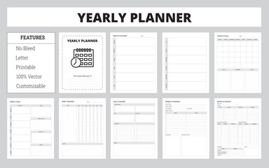 Yearly Planner Vector Illustration, Yearly Schedule Use For Every Year