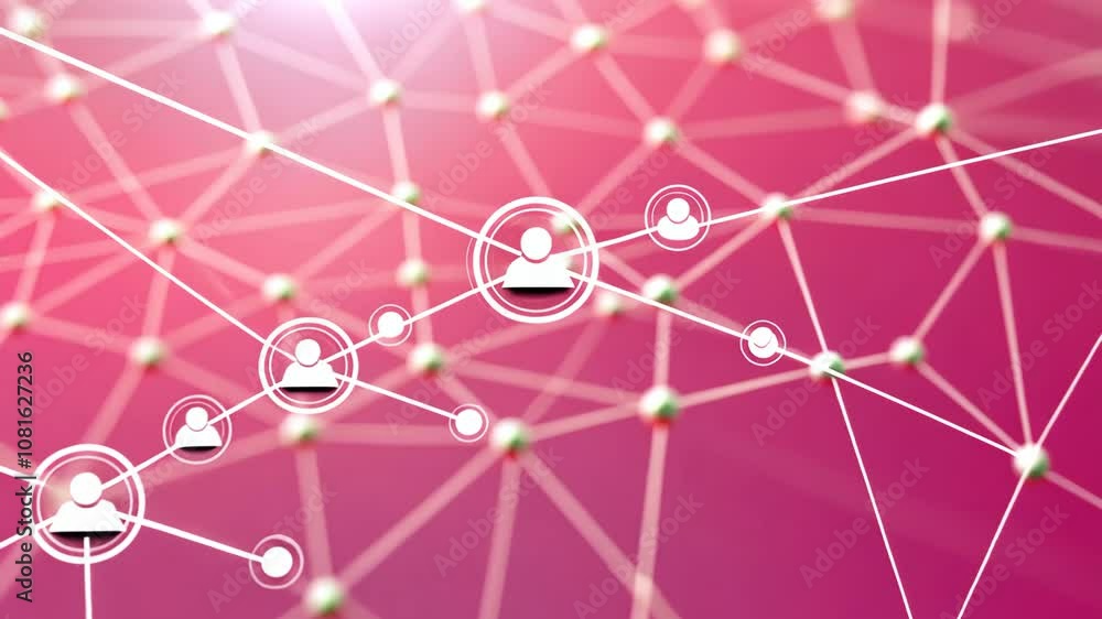 Aufkleber pink abstract connectivity with network of nodes and lines.