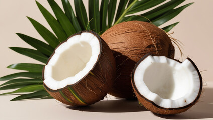 Whole and Open Coconut with Island Feel