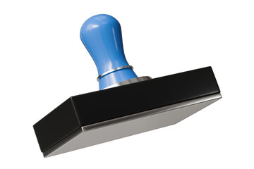 3d Stamp icon symbol. Human resources recruit approved person. Office approves tool document concept. Minimal Cartoon Blue Metal Stamp icon on isolated blue background. 3d render.