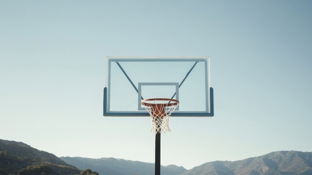 A basketball hoop's backboard, outdoor setting with backboard texture, Urban style