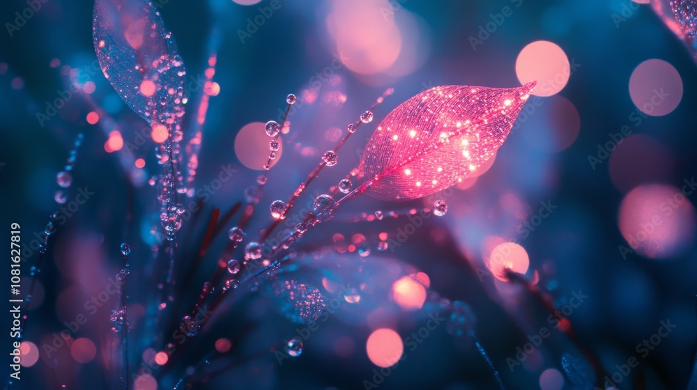 Poster abstract new year background featuring glowing pink particles with soft bokeh light effects, creatin