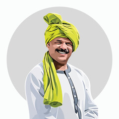 Indian farmer posing vector cartoon illustration