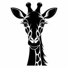 Giraffe head silhouette vector illustration on white background