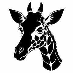 Giraffe head silhouette vector illustration on white background