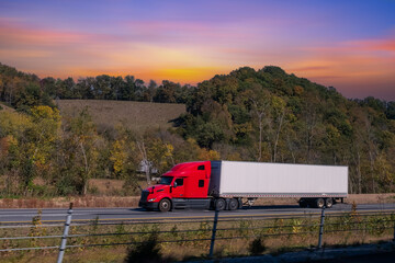 Semi Trucks on Highway, USA. Trucking in USA