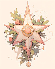 Decorative Christmas star with floral elements