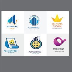 Flat design accounting logo collection flat design accounting logo template collection
