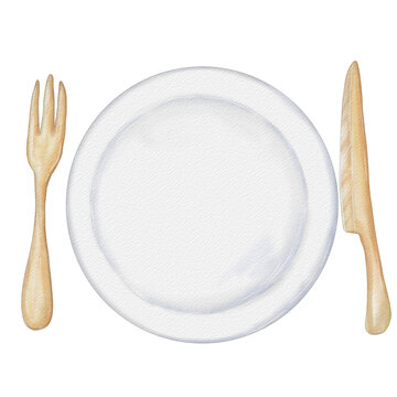 recommend clip art: watercolor dinner dish plate illustration