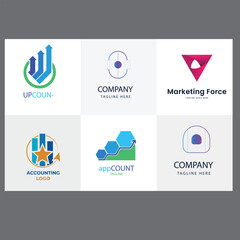 Flat design accounting logo collection flat design accounting logo template collection