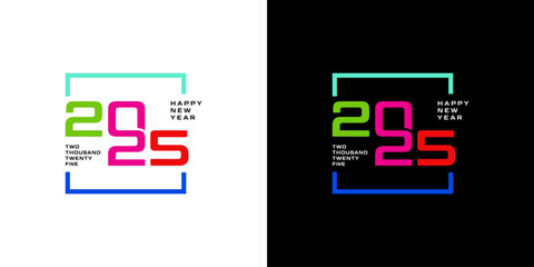 Happy New Year 2025 Greeting banner logo design illustration, Creative and Colorful 2023 new year vector