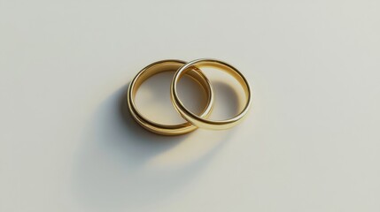 A pair of wedding rings isolated on a white background, symbolizing unity