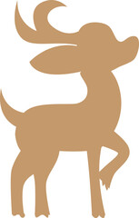 Silhouette of a Standing Deer with Curved Antlers