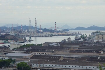 亀島山から見える夕暮れ　玉島方面
