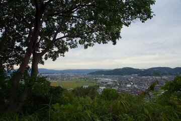 亀島山から見える夕暮れ　玉島方面
