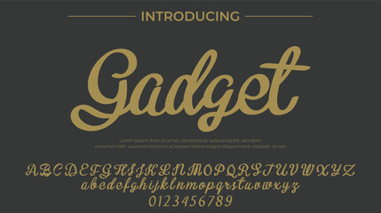 Gadget Font Stylish brush painted an uppercase vector letters, alphabet, typeface