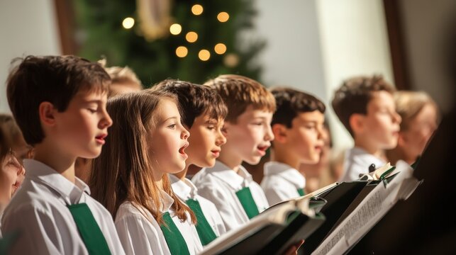 Children's Choir Singing with Open Songbooks