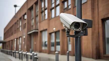 Surveillance camera mounted on a pole.generative.ai