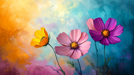 Colorful blossoms against a vivid background in a serene floral display during springtime