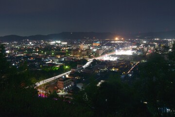 亀島山から見える夕暮れ　玉島方面
