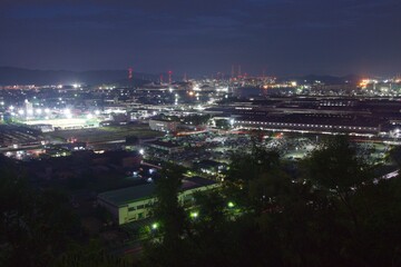 亀島山から見える夕暮れ　玉島方面
