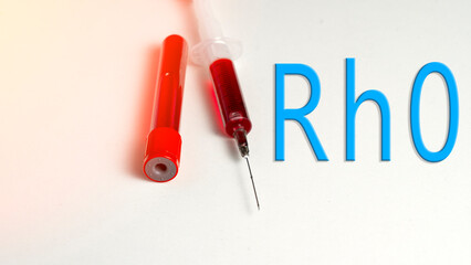 Rh factor blood is negative. Immunoglobulin RH0 for pregnant women on a white background.