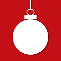 An illustration showing a ball hanging from Christmas trees on a red background for decorations.