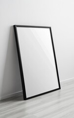 Black Framed Picture Mockup on White Background