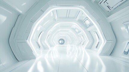 Fototapeta premium Abstract white Architecture Background. 3d render. Modern Geometric Wallpaper. Futuristic Technology Design
