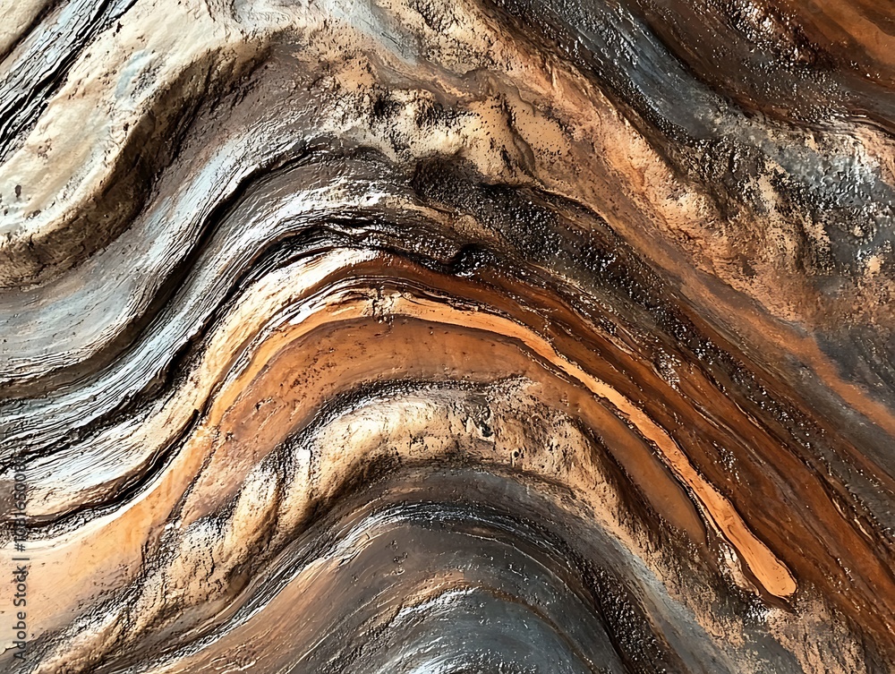 Poster abstract background of brown and gray wavy lines with textured surface.