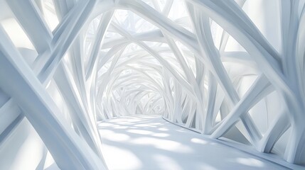 Obraz premium Abstract white Architecture Background. 3d render. Modern Geometric Wallpaper. Futuristic Technology Design