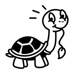A cute turtle eating grass, drawing style icon 

