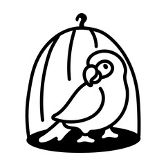 Parrot cage icon in drawing style icon 

