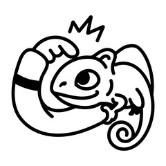 Chameleon pet icon in drawing style 

