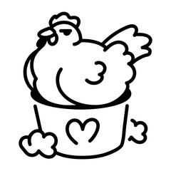 A doodle icon of a chicken 

