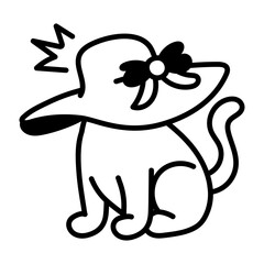 Pet hiding under a hat, drawing style icon

