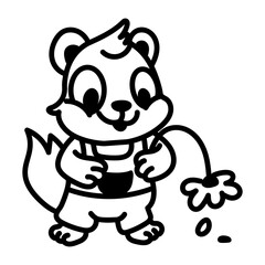 Chipmunk holding a flower, drawing style icon 

