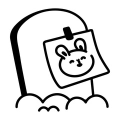 Pet grave icon in doodle style 

