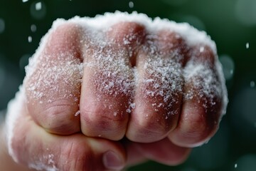 Obraz premium A person's hand covered in powdered sugar