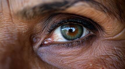  A close up of a person's green eye