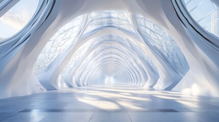 Abstract white Architecture Background. 3d render. Modern Geometric Wallpaper. Futuristic...