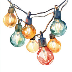 Colorful string lights in various shapes and colors, creating festive atmosphere. Perfect for celebrations and gatherings