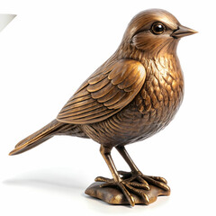 Fototapeta premium Bronze Bird Sculpture, Isolated on White Background