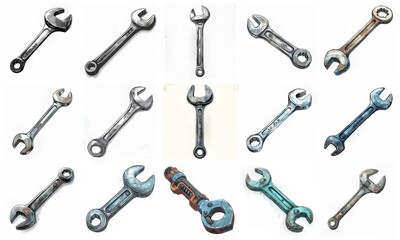 Naklejka premium carpentry tools set in color style, wrench set in color style