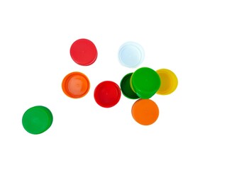 Flat lay photo style of bottle caps. 