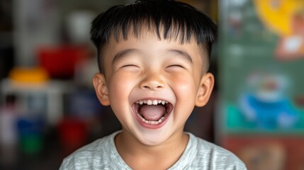 A little boy with a big smile on his face