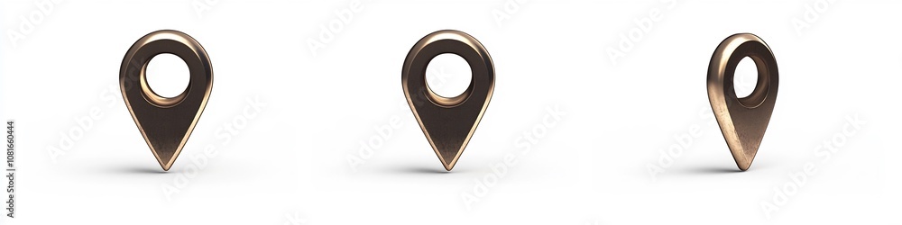 Aufkleber collection of 3d location pin icon with hollow center representing navigation and direction