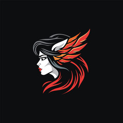 Winged woman logo design